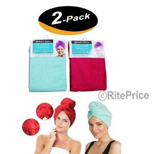 Turban Towels Twist Hair Quick Dry Microfiber Bath Hair Wrap Cap Hat Asst.(2 PK)